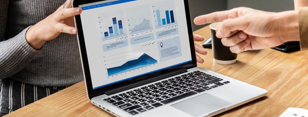 laptop with business chart